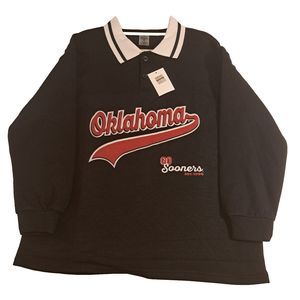 NWT GAMEDAY COUTURE OKLAHOMA SOONERS SIZE SMALL KNIT COLLARED LONG SLEVEE TEE